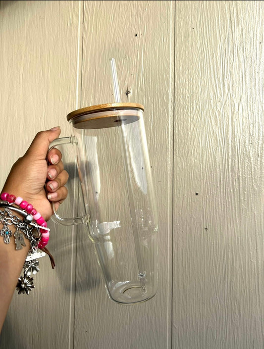 Clear 40oz Glass Cup w/ handle
