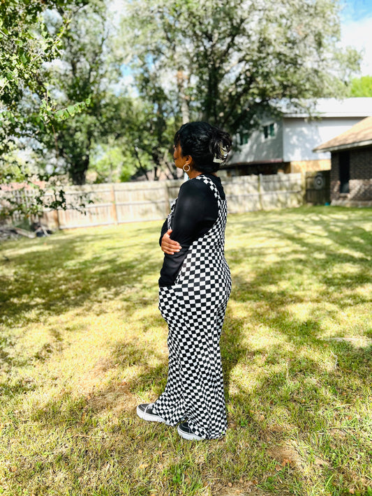 Check Me Out Overalls 🖤🤍🏁
